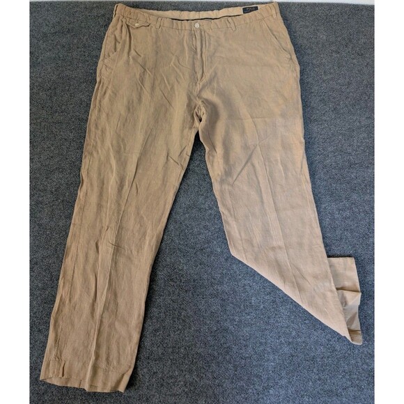 Polo Ralph Lauren Pants Men's 44B x 32 Big Classic Fit Linen Chino Flat Khaki - Picture 1 of 10